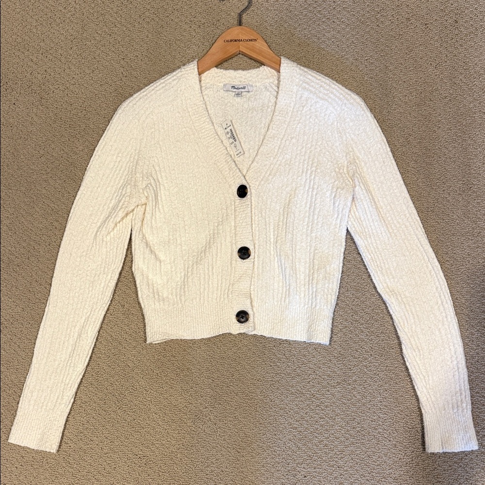 Madewell NWT Cream Ribbed Cardigan